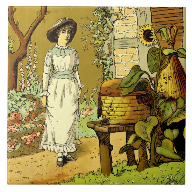 Vintage Victorian Era Apiary Beehive Tile (Front)