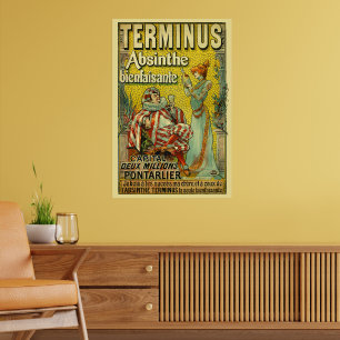 Vintage Victorian Era Art Nouveau Absinthe Ad Poster
