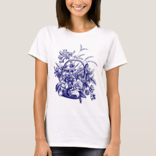 Vintage Victorian Era Basket Of Flowers T-Shirt