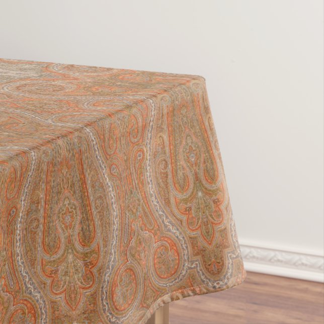 Vintage Victorian Era Boho Paisley Pattern Tablecloth (In Situ)