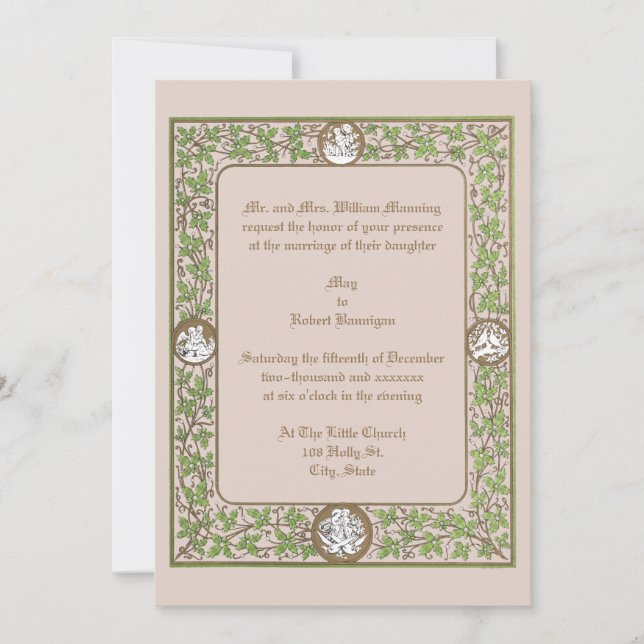Vintage Victorian Era Doves & Cherubs Wedding Invitation (Front)