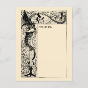 Vintage Victorian Era Dragons Border Template Postcard