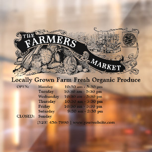 Vintage Victorian Era Farmers Market Template Wind Window Cling