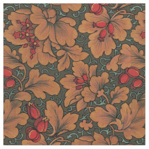 Vintage Victorian Era Floral and Leaf Pattern Fabric