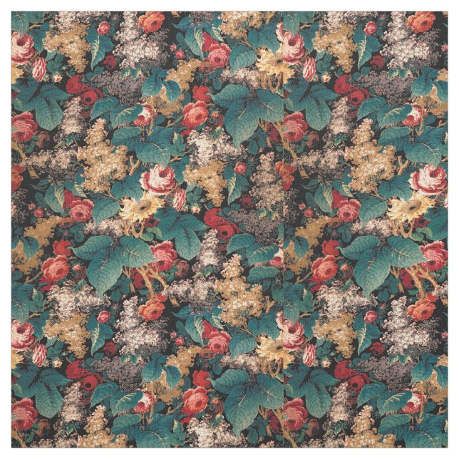 Vintage Victorian Era Floral Chintz Fabric (Swatch)