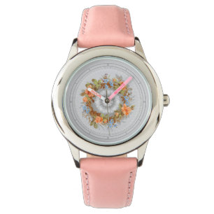 Vintage Victorian Era Floral Wreath Print Watch