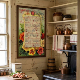 Vintage Victorian Era Flower Seed Catalogue Calend Poster