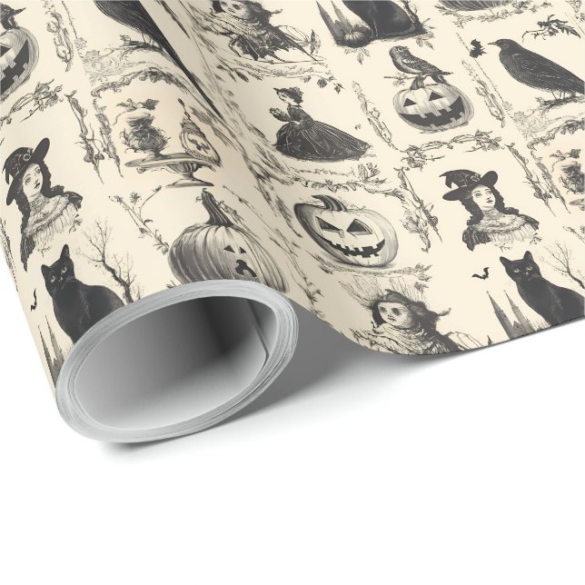 Vintage Victorian Era Halloween Wrapping Paper (Roll Corner)