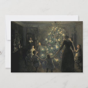 Vintage Victorian Era Happy Christmas Tree Holiday Card