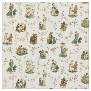 Vintage Victorian era Kate Greenaway Pattern Fabric