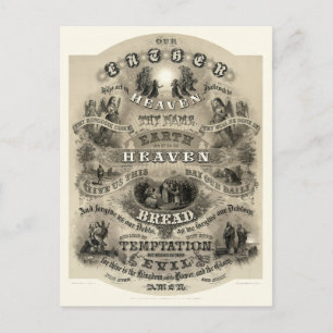 Vintage Victorian Era Lord's Prayer Postcard