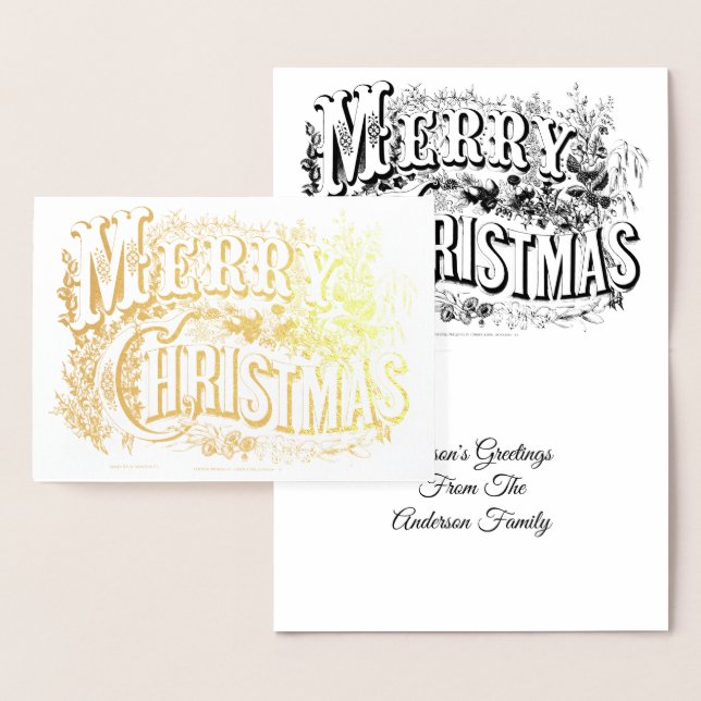 Vintage Victorian Era Merry Christmas Foil Card (Display)