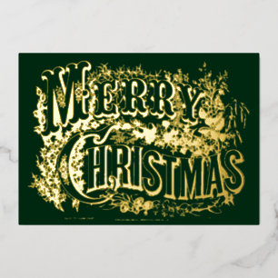 Vintage Victorian Era Merry Christmas Foil Holiday Card