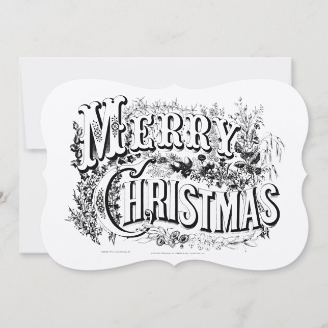Vintage Victorian Era Merry Christmas Holiday Card (Front)