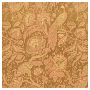 Vintage Victorian Era Peacocks & Floral Pattern Fabric
