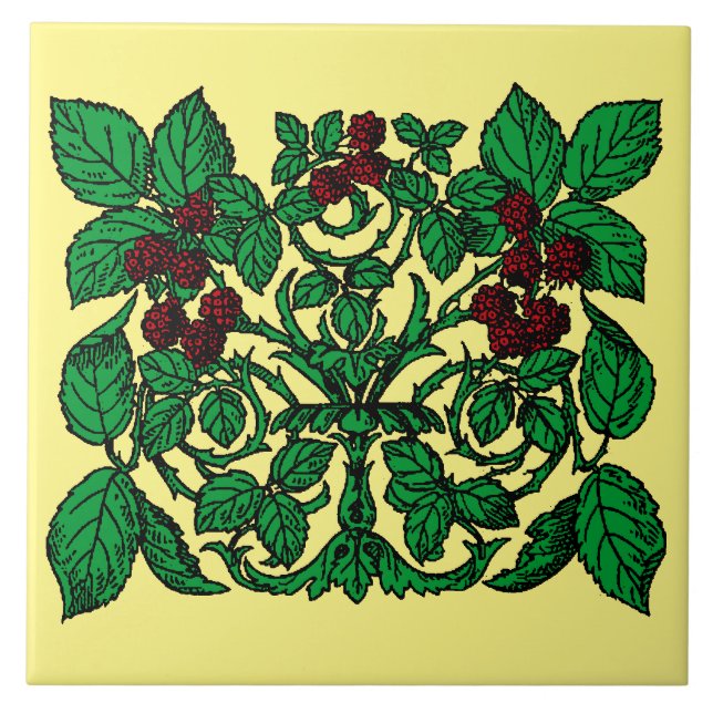 Vintage Victorian Era Raspberries Tile (Front)