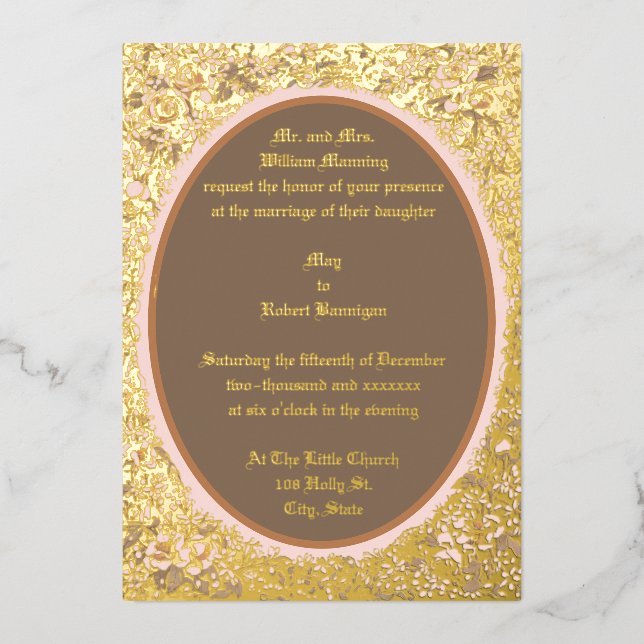 Vintage Victorian Era Ribbon & Flowers Oval Frame (Front)