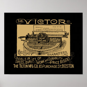 Vintage Victorian Era Steampunk Typewriter Ad Poster