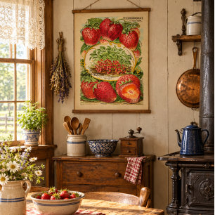 Vintage Victorian Era Strawberry Plants Cover Poster