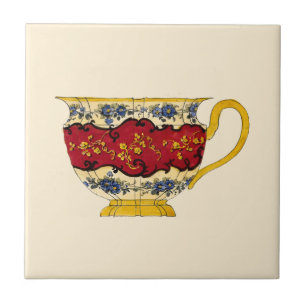 Vintage Victorian Era Tea Cup Design Art Tile