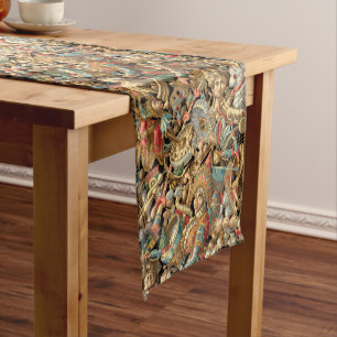 Vintage Victorian Era Toys Pattern Short Table Runner