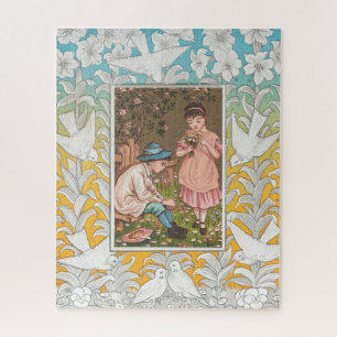 Vintage VIctorian Era Valentine's Day Card, 1876 Jigsaw Puzzle