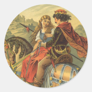 Vintage Victorian Fairy Tale, Brother and Sister Classic Round Sticker