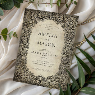 Vintage Victorian Fairytale Scroll Wedding Invitation