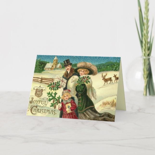 Vintage Victorian Family Christmas Greeting Card (Front)