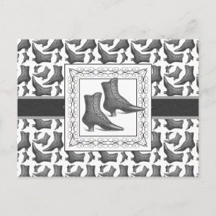 Vintage Victorian Fashion Boots Elegant Pattern Postcard