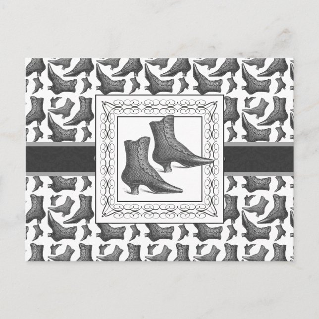 Vintage Victorian Fashion Boots Elegant Pattern Postcard (Front)