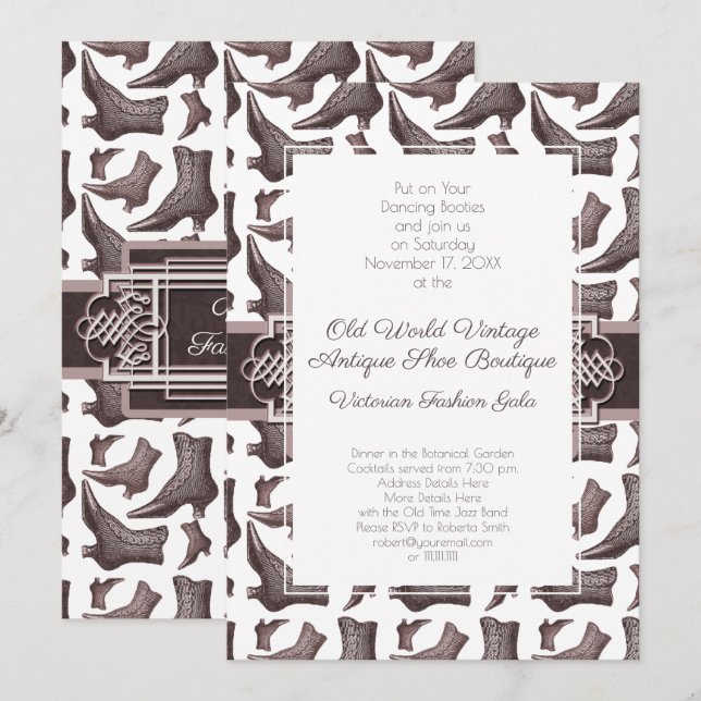 Vintage Victorian Fashion Show Gala Invitation (Front/Back)