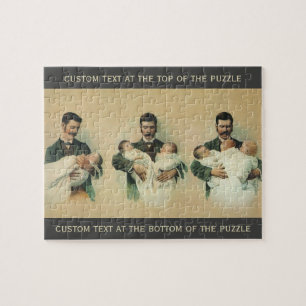 Vintage Victorian Father's Day, It's Triplets! Jigsaw Puzzle