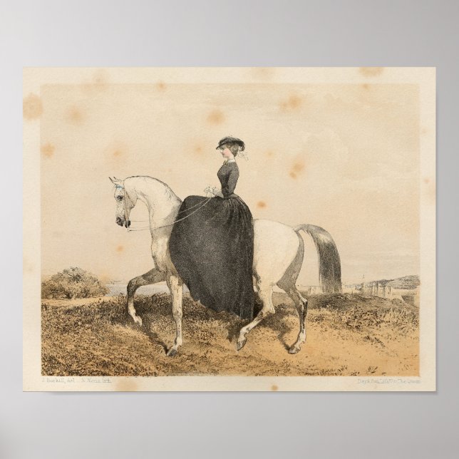 Vintage Victorian Female Equestrian Art Print 1857 (Front)