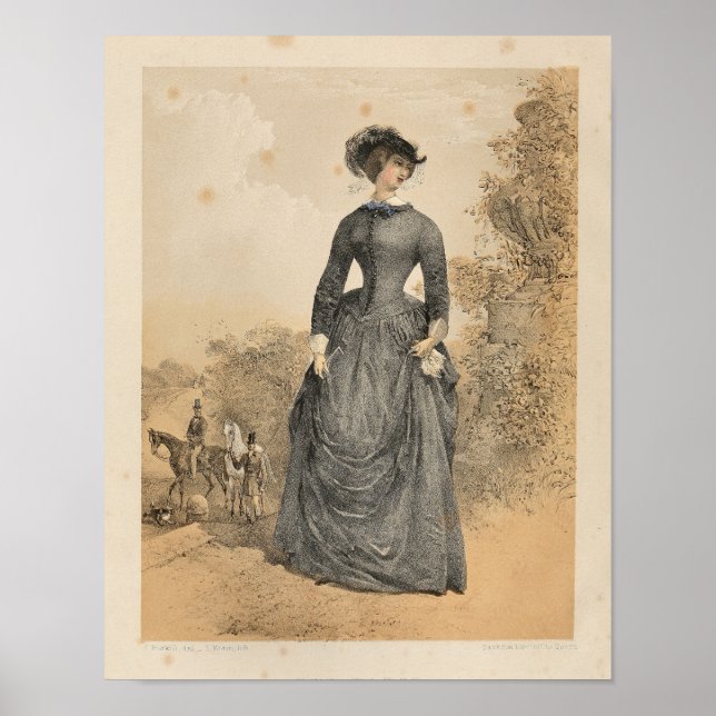 Vintage Victorian Female Equestrian Art Print 1857 (Front)