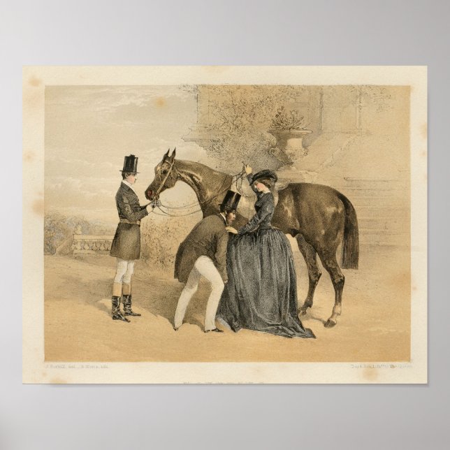 Vintage Victorian Female Equestrian Art Print 1857 (Front)