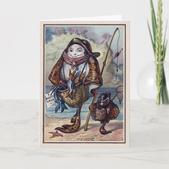 Vintage Victorian Fish Christmas Card (Front)