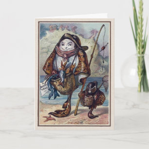 Vintage Victorian Fish Christmas Card