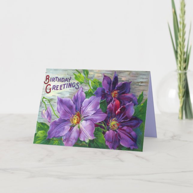 Vintage Victorian Floral Birthday Day Card (Front)