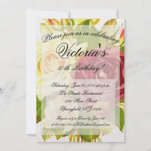 Vintage Victorian Floral Birthday Party Invitation