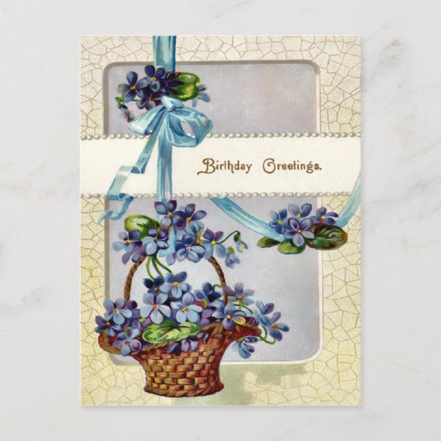 Vintage Victorian Floral Birthday Postcard. Postcard (Front)