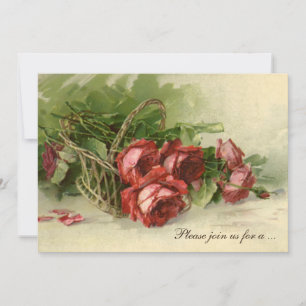 Vintage Victorian Floral Bridal Shower, Red Roses Invitation