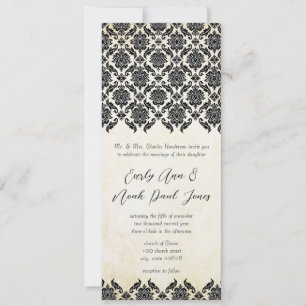 Vintage Victorian Floral Damask Wedding Invitation