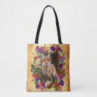 Vintage Victorian Floral Fox & Butterfly Tote Bag
