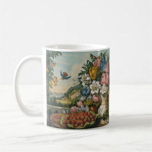 Vintage Victorian Floral & Fruit Still Life Art Coffee Mug