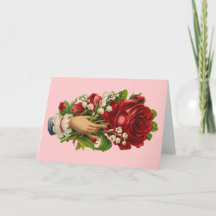 Vintage Victorian Floral Hand Card