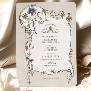 Vintage Victorian Floral Ornaments Wedding Invitation