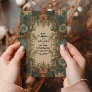 Vintage Victorian Floral Ornaments Wedding Invitation