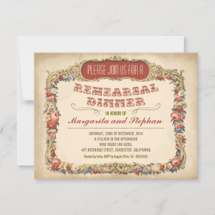 vintage victorian floral rehearsal dinner invites