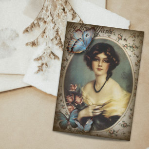 vintage victorian floral retro paris woman business card